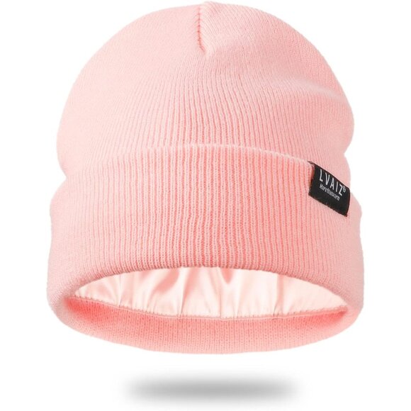🆕 Women Pink Winter Beanie Hats Unisex Cotton Knitted Cuffed Slouchy Skull Cap - Picture 1 of 6